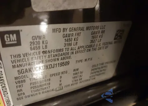 2013 Buick Enclave Leather from USA, damaged, VIN 5GAKVCKDXDJ119509